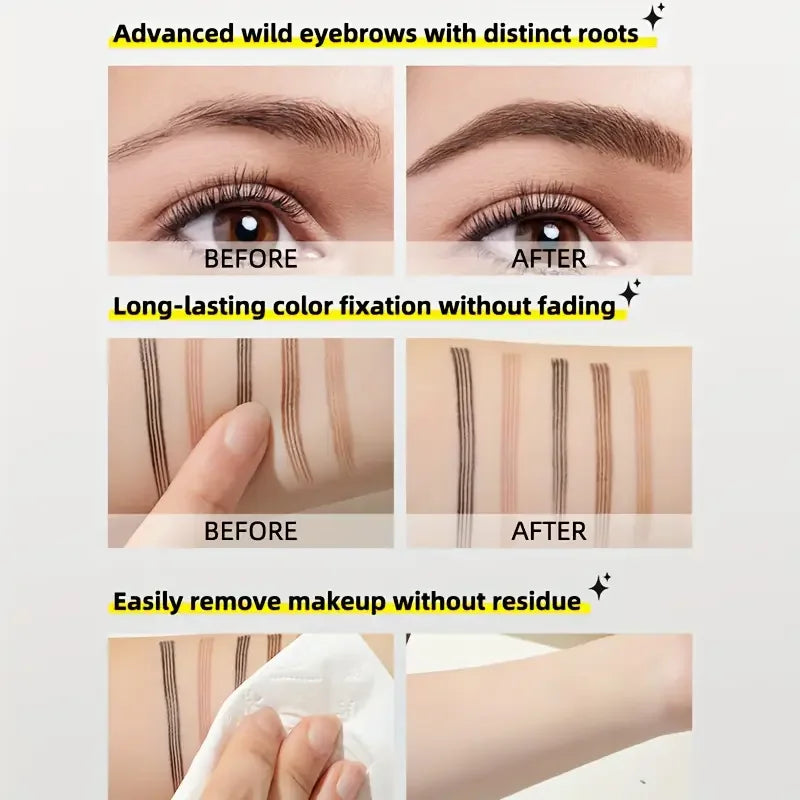 Korean 4 end eyebrow pencil waterproof long lasting natural look easy to use for novices